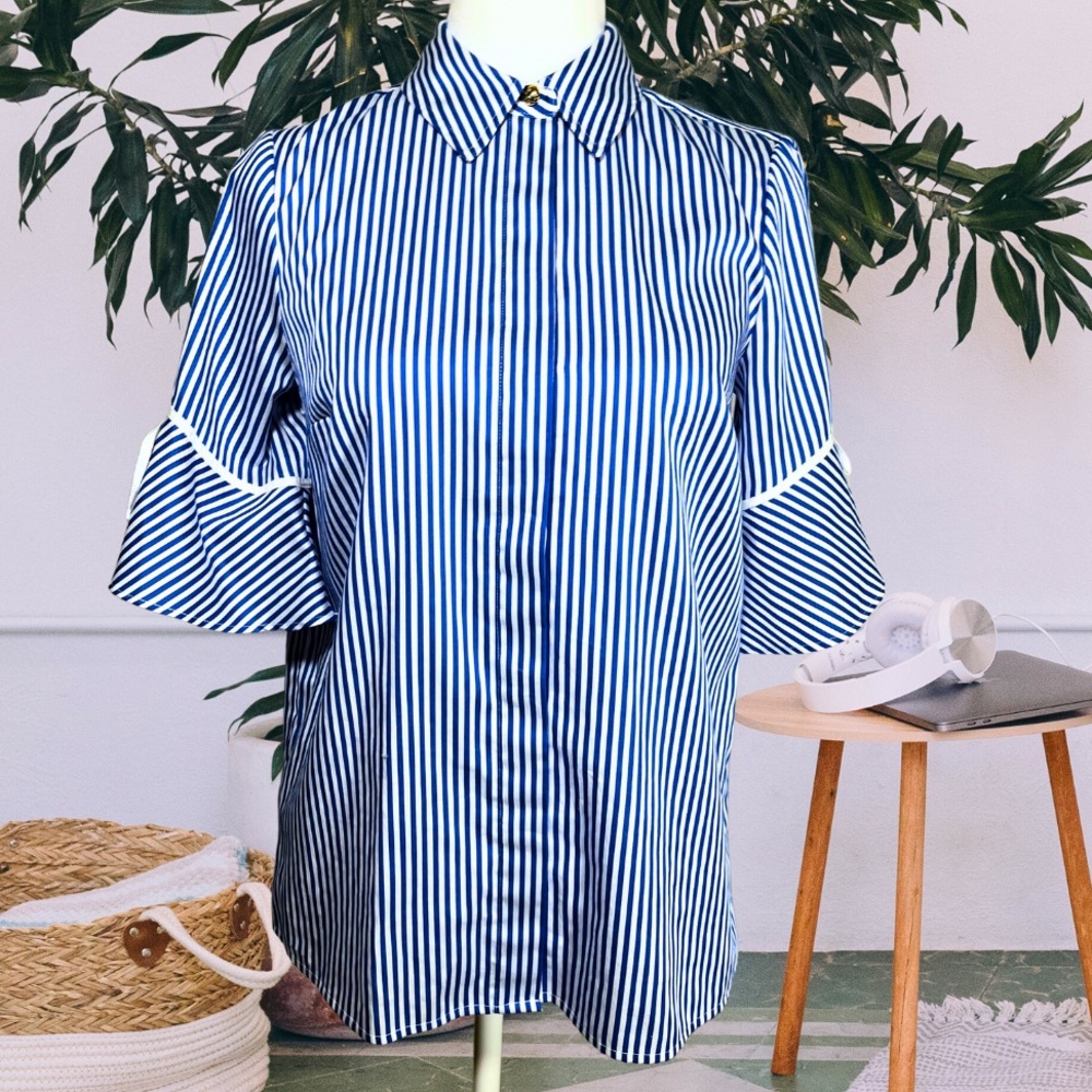 Draper James Pinstripe Button Down Blouse